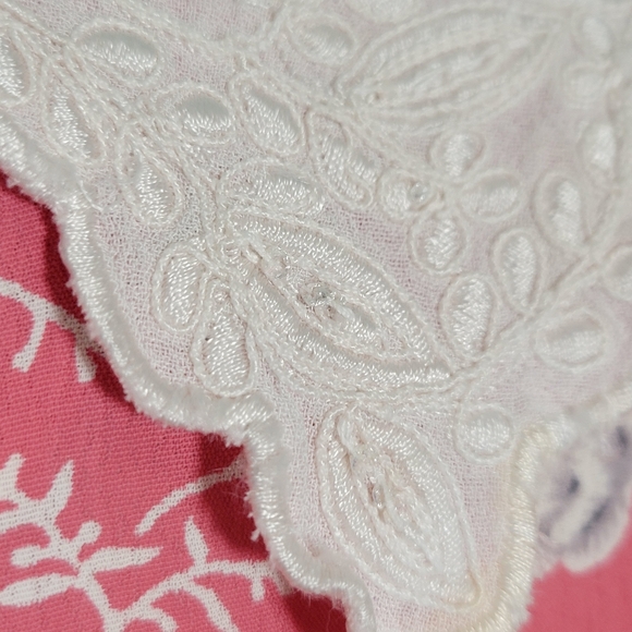 Vintage 80s 90s Pink Floral Dress Lace Peter Pan Collar Beetlejuice Cottagecore - Picture 6 of 13